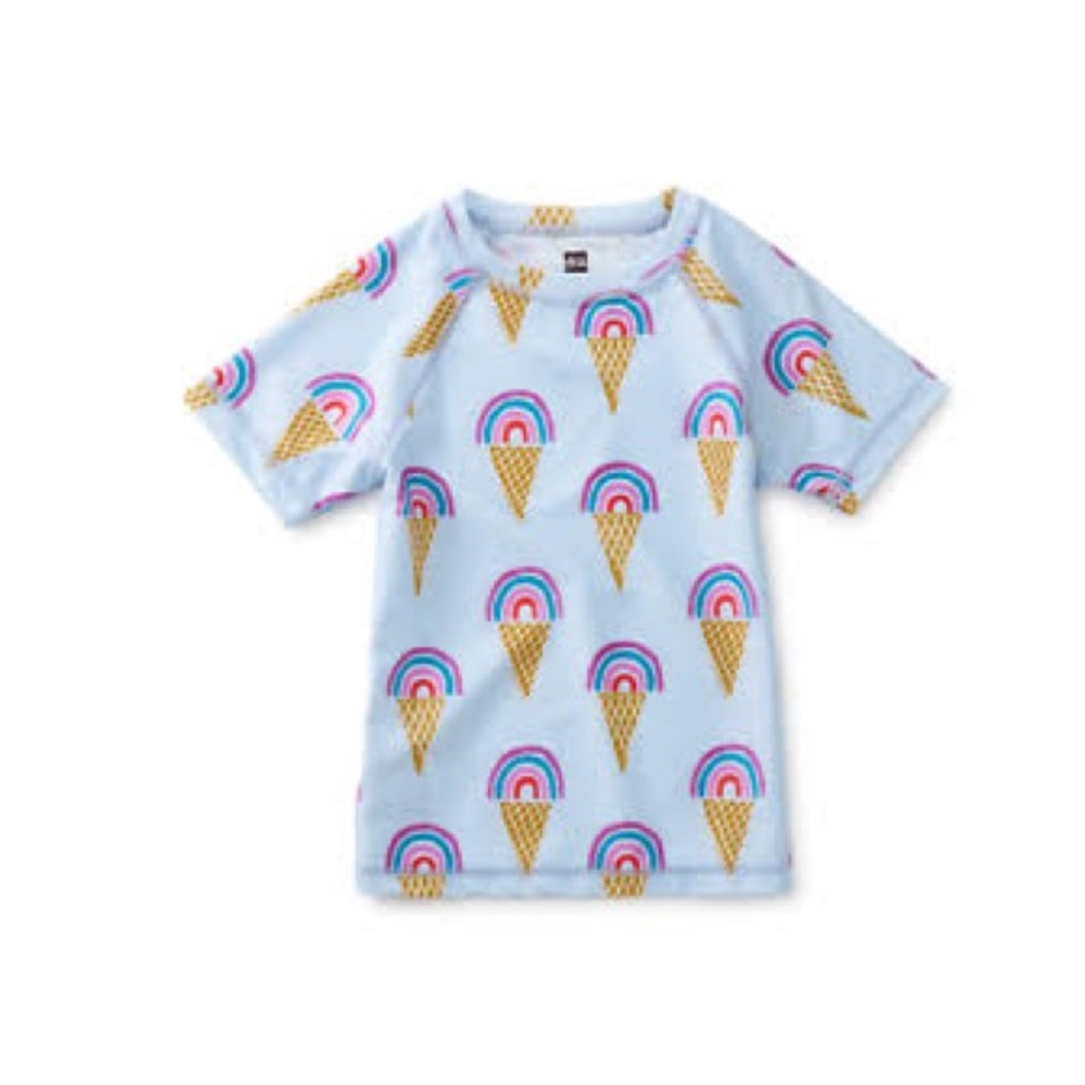 Tea Collection Rash Guard Baby Swim Set in Rainbow Cones with Ruffle Bottoms